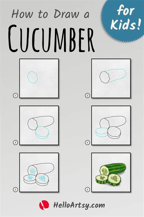 Cucumber Drawing 6 Steps Easy Cucumber Drawing Lesson For Kids