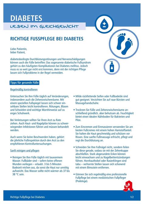 Diabetes Merkblatt Fußpflege