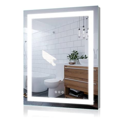 Runesay 28 In W X 36 In H Rectangular Frameless LED Anti Fog Dimmable