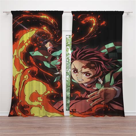 Demon Slayer Blackout Curtains For Bedroom 2 Panels Crush Curtain