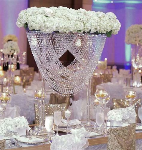 Acrylic Flower Vase With Beads Centerpieces For Wedding Table