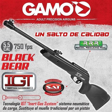 Rifle Aire Comprimido Gamo Black Bear Igt Nitro Piston Caza Swat