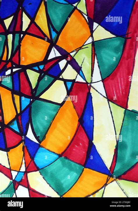 Art Drawing Abstract Copic Marker Geometric Shape Stock Photo Alamy