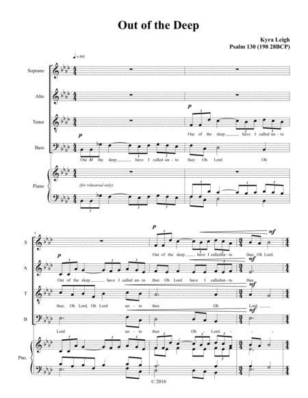 Out Of The Deep Sheet Music Kyra Leigh Satb Choir