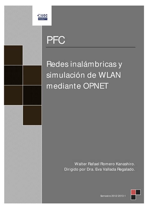 Redes Inal Mbricas Y Simulaci N De Wlan Mediante Opnet Pfc Redes