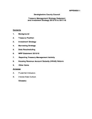 Fillable Online Treasury Management Strategy Statement Fax Email Print