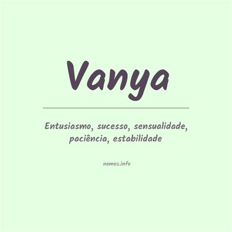 Significado Do Nome Vanya