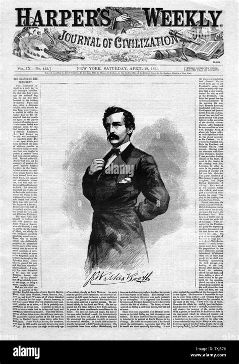 1865 Harpers Weekly Front Page President Abraham Lincolns Assassin