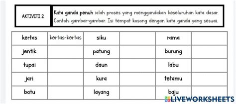 Kata Ganda Penuh Interactive Worksheet For 4 Live Worksheets