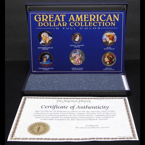 Great American Dollar Collection in Full Color! - 6 Coin Set in Case w/ COA