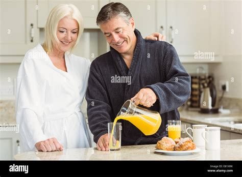 Mature Couple Having Breakfast Together Stock Photo Alamy