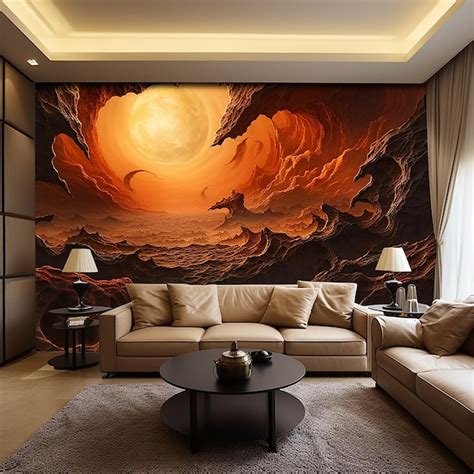 Premium Photo | 3D rendered wall painting for living room