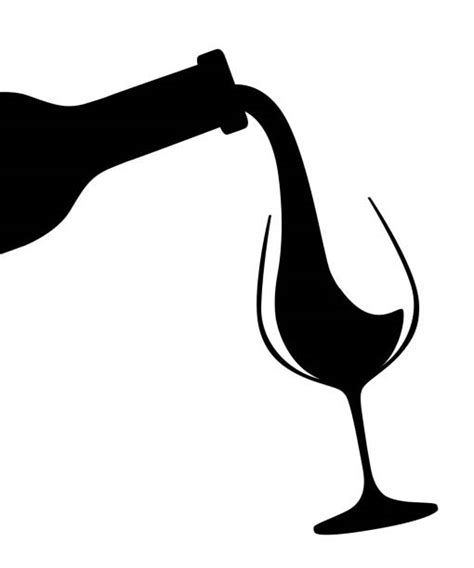 Silhouette Of The Wine Pouring Into Glass Illustrations, Royalty-Free ...