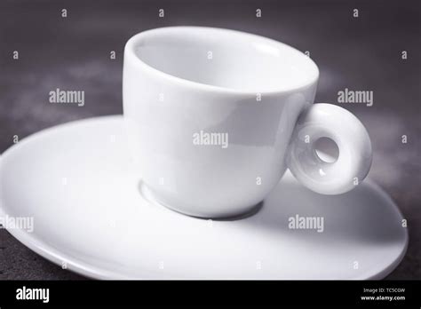 Empty White Espresso Coffee Cup On Dark Background Stock Photo Alamy