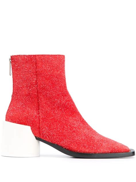 MM6 By Maison Martin Margiela Leather Square Toe Boots In Red Lyst