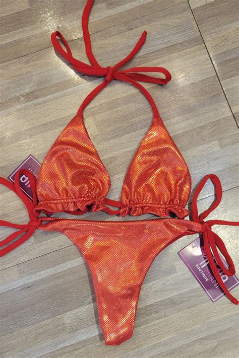 Swimsuit Top Bottom Red South Beach Swimwear Thong Mia Miami Bikini Etsy