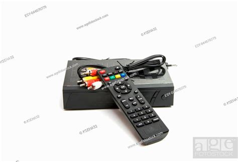 Digital receiver with remote control on white background, Stock Photo ...