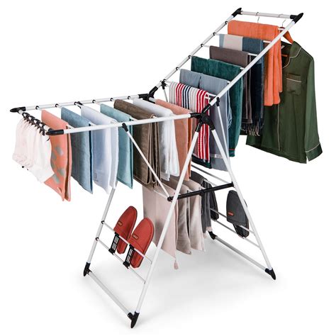 Vebreda Clothes Drying Rack Foldable Large Drying Hanger For Indoor And Outdoor Use White