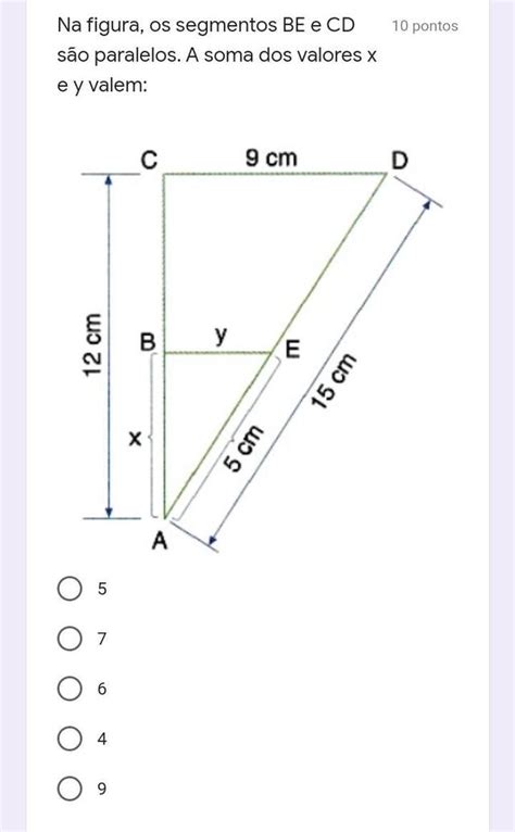 Na Figura Os Segmentos Be E Cd S O Paralelos A Soma Dos Valores X E Y