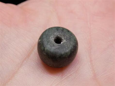 Pre Columbian Blue Green Jade Bead Authentic Central American Jade