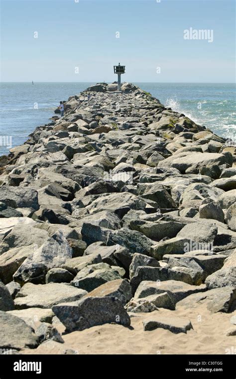 Rock Jetty Located In Moss Landing State Beach Stock Photo Alamy