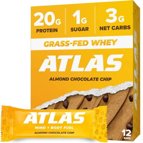 Atlas Protein Bar Almond Chocolate Chip 12 Bars Vitacost