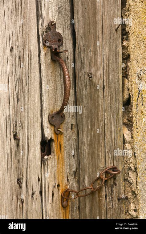 Old Door Latch And Chain Stock Photo Alamy