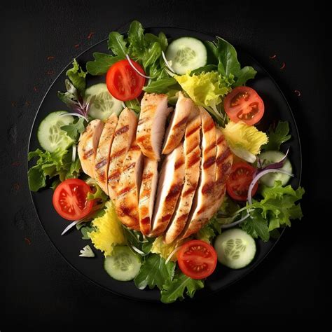 Premium AI Image Grilled Chicken Fillet And Fresh Vegetable Salad