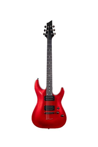 Guitarra eléctrica roja aislada sobre fondo blanco Foto Premium