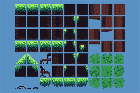 Tiny Forest Tileset Platformer Pixel Art Craftpix Net