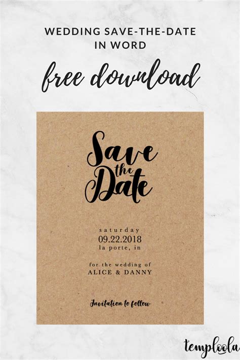 Kraft Black Wedding Save The Date Template Diy Save The Throughout