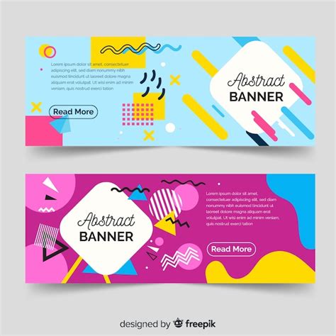 Banners abstractos modernos con diseño plano Vector Gratis