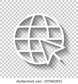 Globe Arrow Icon White Icon Shadow Stock Vector Royalty Free