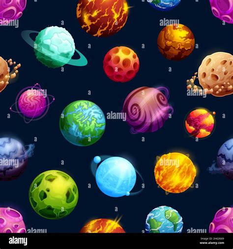 Dibujos Animados Planetas Espaciales Futuristas Y Estrellas Sin Costuras Patrón Sistema De