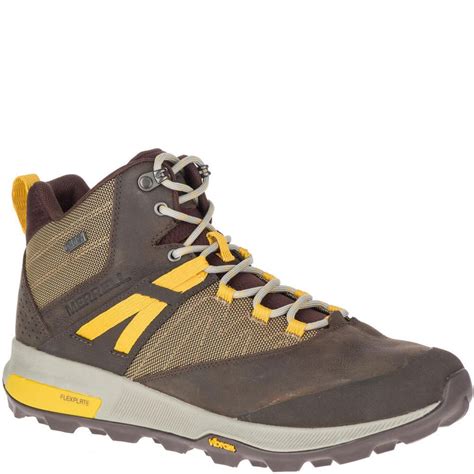 Merrell Mens Zion Mid Wp Hiking Boots Seal Brown Elliottsboots