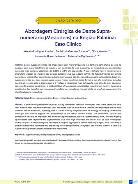 SOLUTION Abordagem Cir Rgica De Dente Supranumer Rio Mesiodens Na Regi