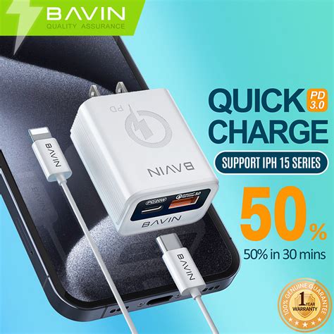 BAVIN PC335 PD 20W Qualcomm3 0 Fast Charger Adapter Dual Port Type C