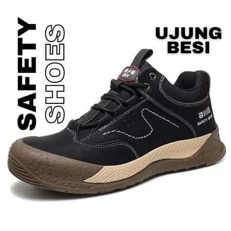 Jual Sepatu Safety Shoes Ujung Besi Anti Paku Proyek Pria Sneaker SI24