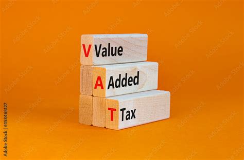 Vat Value Added Tax Symbol Wooden Blocks With Concept Words Vat