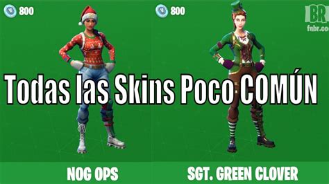 TODAS LAS SKINS VERDES POCO COMÚN DE FORTNITE YouTube