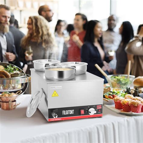 Fulgutonit Commercial Food Warmer 1000w 3x4 2qt Pots Electric Soup Warmer Food Server