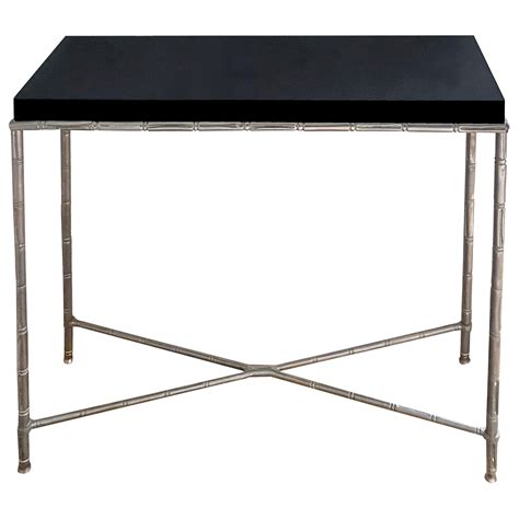 Vintage Nickeled Brass Console With Glass Top At 1stdibs