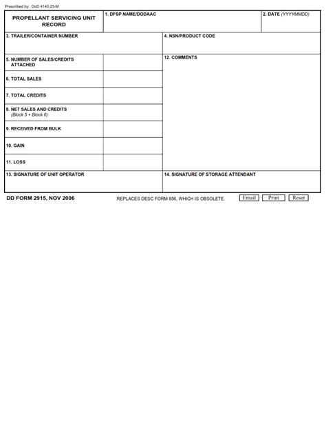 Dd Form 2915 Propellant Servicing Unit Record Dd Forms