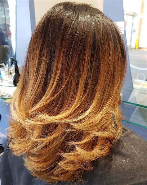 Medium Red To Blonde Ombre Layers Medium Length Hair Cuts With Layers