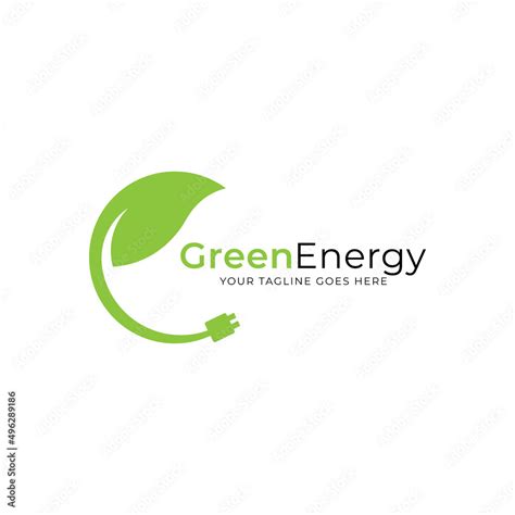 Renewable Green Energy Logo Template Design Electric Charge Leaf Icon Sustainable Eco Power