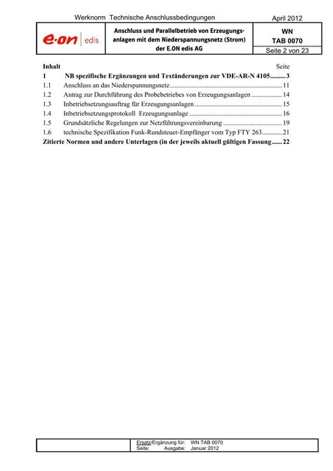 Technische Anschlussbedingungen Der E On Edis Ag Parallelbetrieb