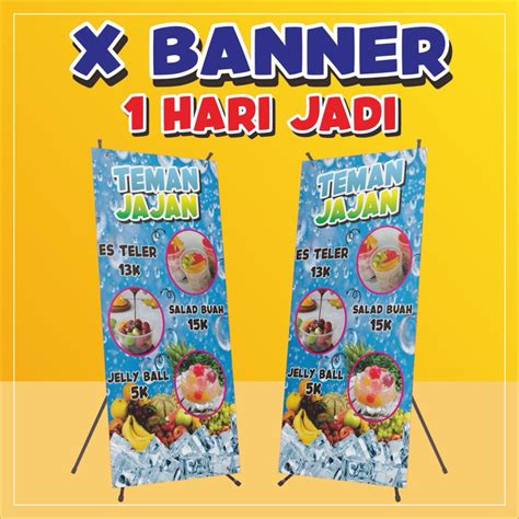 Jual Cetak X Banner 60x160 Spanduk Berdiri Toko Jualan Custom Ulang