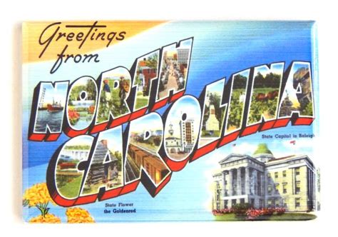 Greetings From North Carolina Fridge Magnet Style A Etsy North