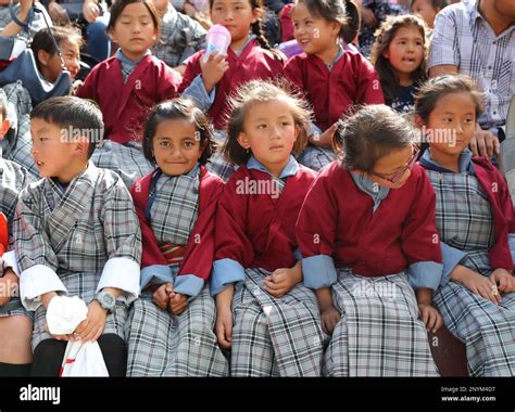 Uniforms Of Gho Or Kira Traditional Indigenous Garbs Of Bhutan Are