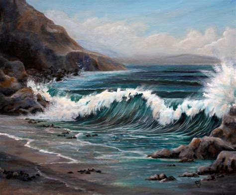 Crashing Waves Seascape Painting Coastal Paintings Seascape Etsy